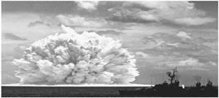 A nuclear explosion at sea.