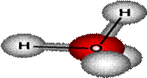 Water, showing tetrahedrally positioned lone pair electrons