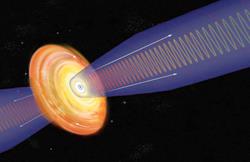Artists's Conception of M87's inner core: Black hole, accretion disk, and inner jets. Credit: Bill Saxton, NRAO/AUI/NSF